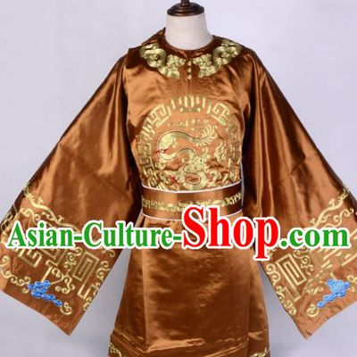 Top Grade Professional Beijing Opera Niche Costume Officer Golden Embroidered Robe, Traditional Ancient Chinese Peking Opera Embroidery Gwanbok Clothing