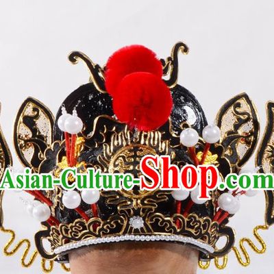 Traditional Beijing Opera Niche Hair Accessories Prince Helmet, Ancient Chinese Peking Opera Emperor Hat Headwear