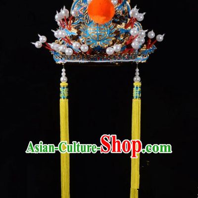 Traditional Beijing Opera Niche Hair Accessories Emperor Hat, Ancient Chinese Peking Opera Royal Highness Hat Headwear
