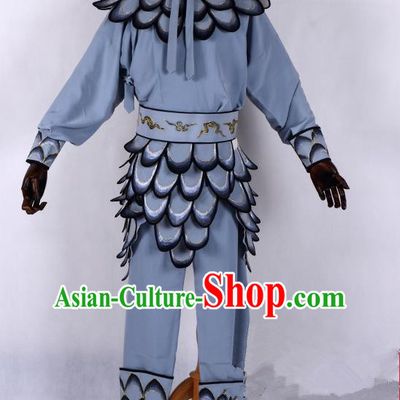 Traditional China Beijing Opera Takefu Costume, Ancient Chinese Peking Opera Wu-Sheng Warrior Grey Clothing