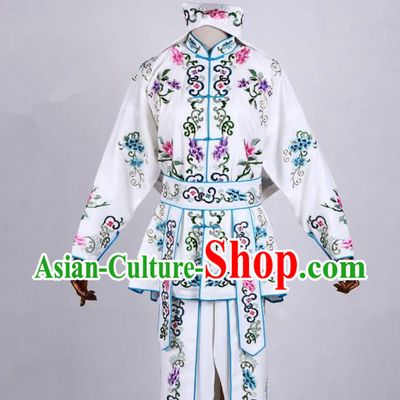 Traditional China Beijing Opera Swordplay Costume, Ancient Chinese Peking Opera Blues Warrior Embroidery White Clothing