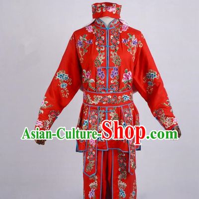 Traditional China Beijing Opera Swordplay Costume, Ancient Chinese Peking Opera Blues Warrior Embroidery Red Clothing