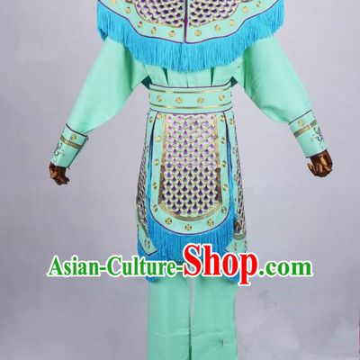 Top Grade Professional Beijing Opera Female Warriors Costume Swordplay Green Embroidered Dress, Traditional Ancient Chinese Peking Opera Blues Embroidery Clothing