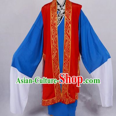 Top Grade Professional Beijing Opera Niche Costume Gifted Scholar Red Embroidered Long Vest, Traditional Ancient Chinese Peking Opera Embroidery Waistcoat