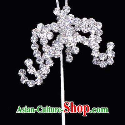 Traditional Beijing Opera Diva Hair Accessories Crystal Bat Hairpins, Ancient Chinese Peking Opera Hua Tan Hair Stick Headwear
