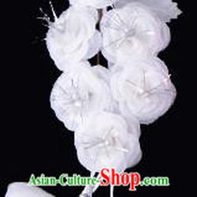 Traditional Beijing Opera Diva Hair Accessories White Silk Jasmine Flower Hairpins, Ancient Chinese Peking Opera Setp Shake Hua Tan Hair Stick Headwear