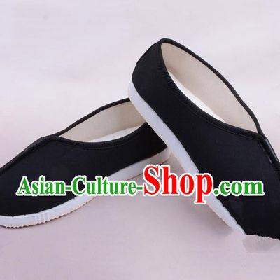 Traditional Beijing Opera Takefu Black Cloth Shoes, Ancient Chinese Peking Opera Monk Shoes