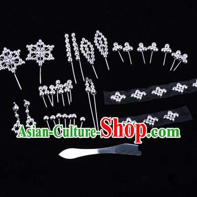 Traditional Beijing Opera Diva Hair Accessories Head Ornaments Complete Set, Ancient Chinese Peking Opera Hua Tan Hairpins Phoenix Step Shake Headwear