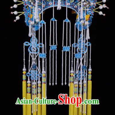 Traditional Beijing Opera Diva Hair Accessories Imperial Concubine Phoenix Coronet, Ancient Chinese Peking Opera Hua Tan Tassel Headwear