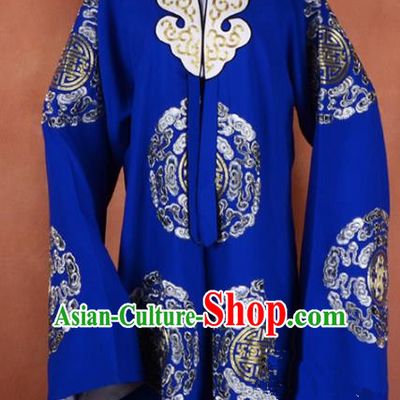 Top Grade Professional Beijing Opera Old Women Costume Pantaloon Blue Embroidered Robe, Traditional Ancient Chinese Peking Opera Landlord Shiva Embroidery Clothing