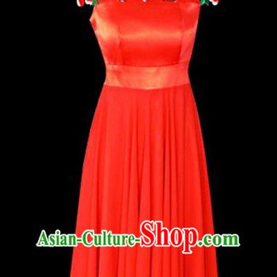 Traditional Chinese Modern Dancing Compere Performance Costume, Children Opening Classic Chorus Singing Group Classic Dance Dress for Women