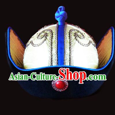 Traditional Chinese Mongol Nationality Royal Highness Hat, Chinese Mongolian Minority Nationality Headwear for Men
