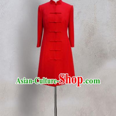 Traditional Ancient Chinese National Costume, Elegant Hanfu Red Coat, China Tang Suit Plated Buttons Upper Outer Garment Dust Coat Clothing for Women