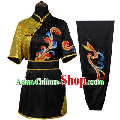 Top Kung Fu Costume Martial Arts Costume Kung Fu Training Black Uniform, Gongfu Shaolin Wushu Embroidery Tai Ji Clothing for Women