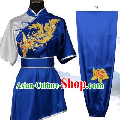 Top Kung Fu Costume Martial Arts Costume Kung Fu Training Black Uniform, Gongfu Shaolin Wushu Embroidery Phoenix Tai Ji Clothing for Women
