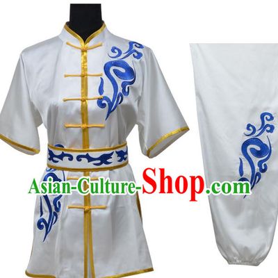 Top Kung Fu Costume Martial Arts Costume Kung Fu Training White Uniform, Gongfu Shaolin Wushu Embroidery Tai Ji Clothing for Women