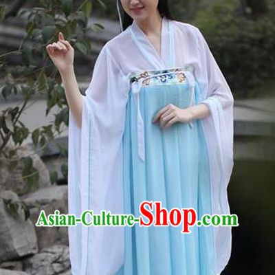 Traditional Ancient Chinese Palace Princess Embroidered Costume Fairy Blouse and Slip Skirt, Elegant Hanfu Chinese Tang Dynasty Young Lady Dress Clothing
