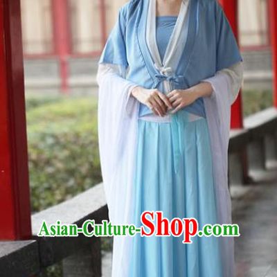 Traditional Ancient Chinese Swordswoman Embroidered Costume Blouse and Slip Skirt, Elegant Hanfu Chinese Tang Dynasty Palace Lady Dress Clothing