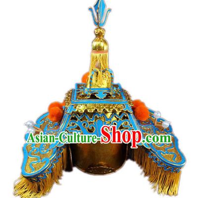 Traditional China Beijing Opera General Hats, Chinese Peking Opera Royal Highness Helmet Headwear