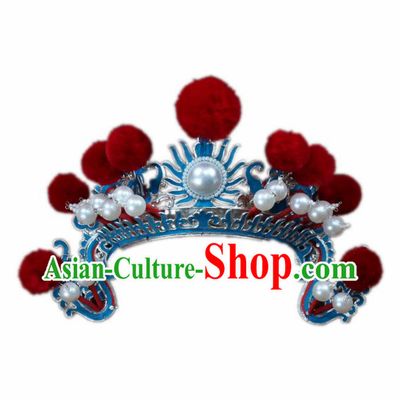 Traditional China Beijing Opera Takefu Helmet Hats, Chinese Peking Opera Warrior Headwear