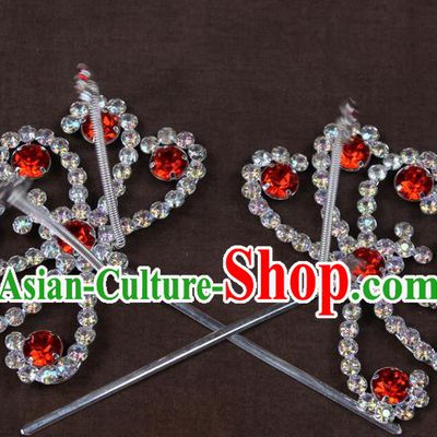 Traditional China Beijing Opera Actress Hair Accessories Hairpins, Chinese Peking Opera Diva Crystal Step Shake Headwear