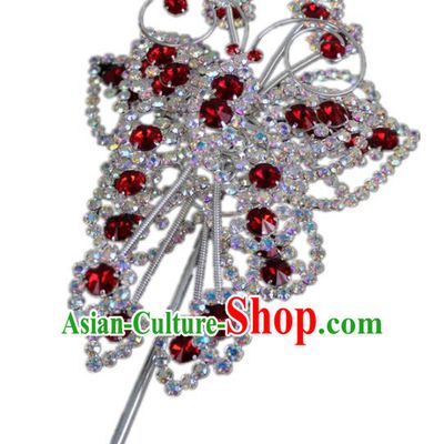 Traditional China Beijing Opera Actress Hair Accessories Butterfly Hairpins, Chinese Peking Opera Diva Crystal Step Shake Headwear