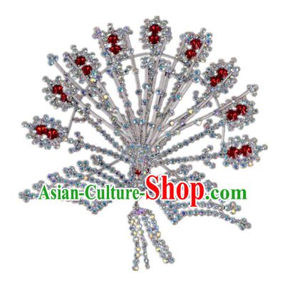 Traditional China Beijing Opera Actress Hair Accessories, Chinese Peking Opera Diva Phoenix Tassel Hairpins Headwear