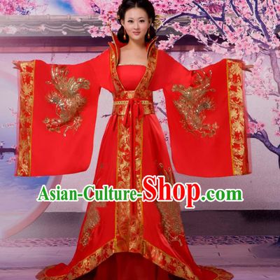 Traditional Chinese Tang Dynasty Imperial Concubine Costume, China Ancient Palace Lady Embroidered Trailing Dress Clothing for Women