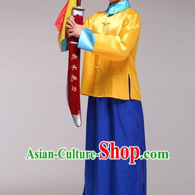 Traditional Chinese Ancient Imperial Bodyguard Clothing, China Qing Dynasty Manchu Soldiers Costume for Men