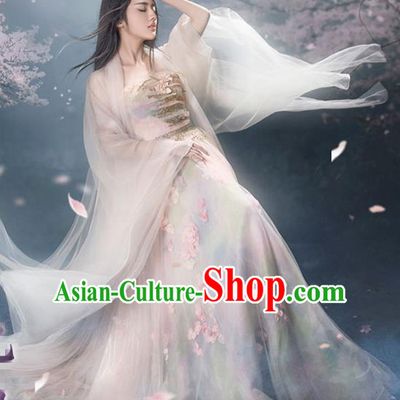 Traditional Chinese Tang Dynasty Princess Costume, China Ancient Palace Lady Fairy Hanfu Embroidered Dress for Women