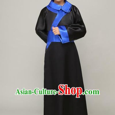 Traditional Chinese Qing Dynasty Court Eunuch Costume, China Manchu Imperial Bodyguard Black Mandarin Robe for Kids