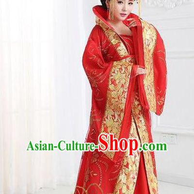 Traditional Chinese Tang Dynasty Imperial Concubine Costume, China Ancient Palace Lady Hanfu Embroidered Trailing Dress for Women