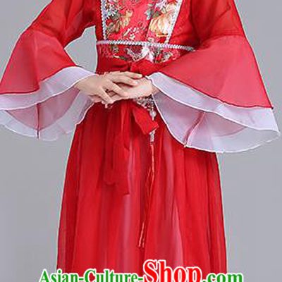 Traditional Chinese Tang Dynasty Princess Costume, China Ancient Fairy Embroidered Red Dress Clothing for Kids