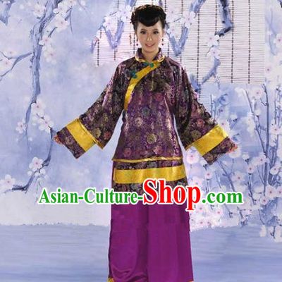 Traditional Chinese Republic of China Nobility Fairlady Costume, China Ancient Purple Xiuhe Suit Embroidered Clothing for Women