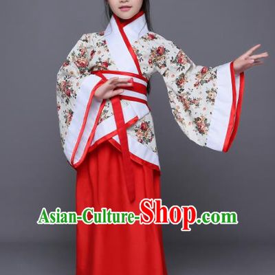 Traditional Chinese Ancient Palace Princess Costume, China Han Dynasty Palace Lady Hanfu Clothing for Kids