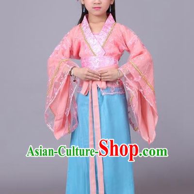 Traditional Chinese Han Dynasty Palace Lady Costume, China Ancient Princess Hanfu Dress Clothing for Kids