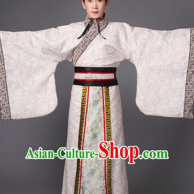 Traditional Chinese Han Dynasty Prime Minister Costume, China Ancient Chancellor Hanfu Embroidered Robe Clothing for Men