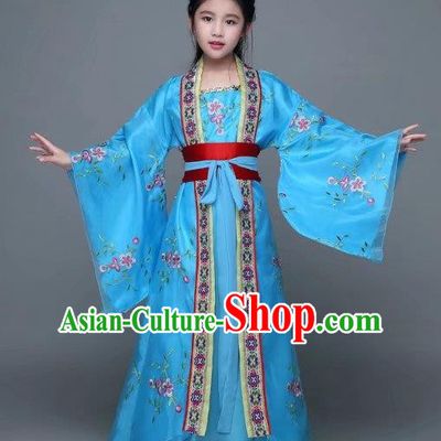 Traditional Chinese Tang Dynasty Imperial Princess Costume, China Ancient Palace Lady Hanfu Trailing Dress Clothing for Kids