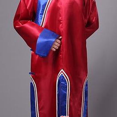 Traditional Chinese Qing Dynasty Manchu Eunuch Costume, China Ancient Cosplay Zombie Red Robe Clothing for Kids