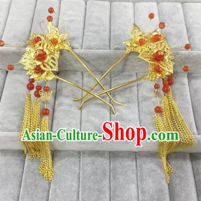 Traditional Handmade Chinese Classical Hair Accessories Tassel Step Shake Hairpins for Women