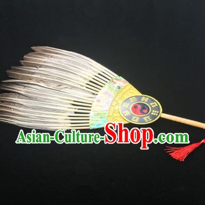 Traditional Handmade Chinese Feather Fans Zhuge Liang Fan for Men