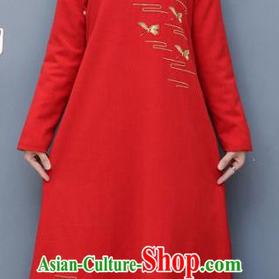 Traditional Chinese National Costume Hanfu Embroidered Red Qipao, China Tang Suit Cheongsam Dress for Women