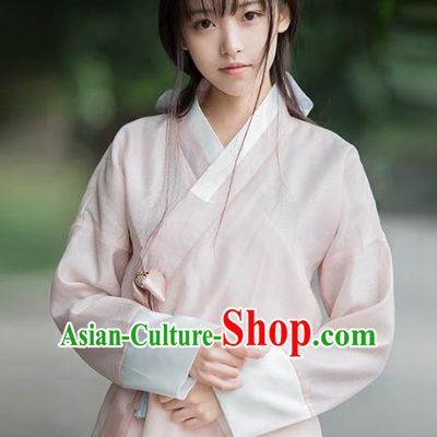 Traditional Chinese National Costume Slant Opening Hanfu Blouse, China Tang Suit Cheongsam Upper Outer Garment Shirt for Women