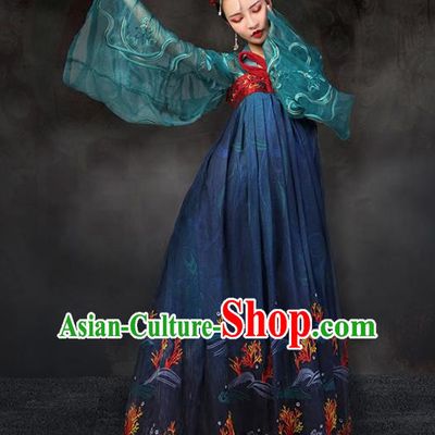 Traditional Chinese Ancient Palace Lady Costume, China Tang Dynasty Imperial Consort Embroidered Clothing for Women
