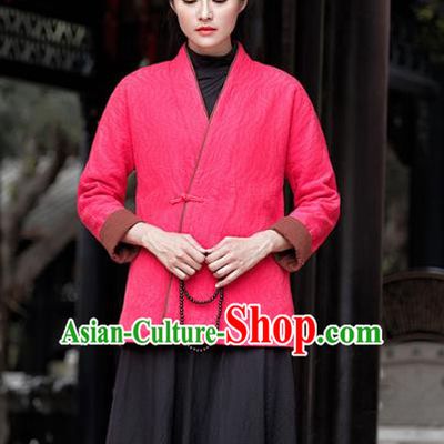 Traditional Chinese National Costume Hanfu Slant Opening Pink Blouse, China Tang Suit Cheongsam Upper Outer Garment Shirt for Women