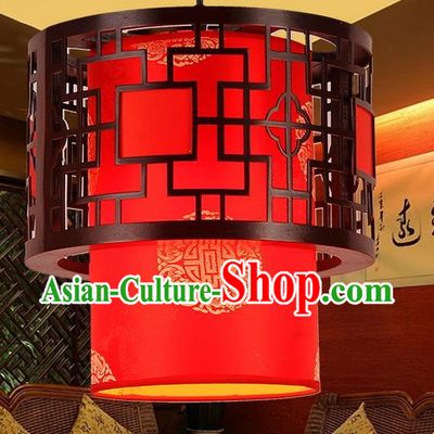 Traditional Chinese Handmade Wood Lantern Red Sheepskin Palace Lantern China Ceiling Palace Lamp