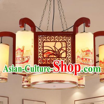 Traditional Chinese Handmade Sheepskin Lantern Classical Wood Carving Orchid Palace Lantern China Ceiling Palace Lamp