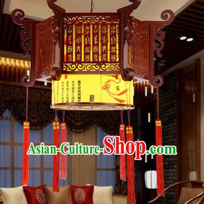 Traditional Chinese Handmade Sheepskin Lantern Classical Wood Carving Palace Lantern China Ceiling Palace Lamp
