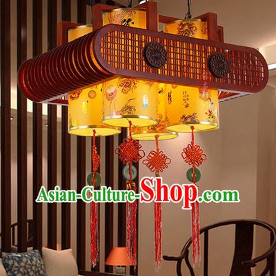 Traditional Chinese Handmade Wood Carving Sheepskin Lantern Classical Palace Lantern China Ceiling Palace Lamp