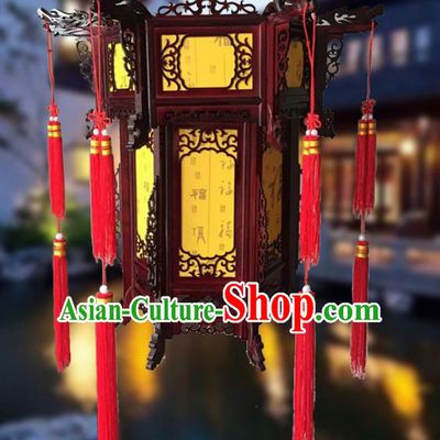 Traditional Chinese Handmade Yellow Sheepskin Lantern Classical Palace Lantern China Wood Carving Ceiling Palace Lamp